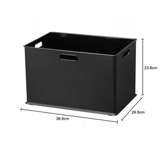 Sanka Inbox Storage Box L Size Black (width 38.9depth 26.6height 23.6cm) Handles On Three Sides Stackable Stylish Drawer Caster Compatible Made Japan