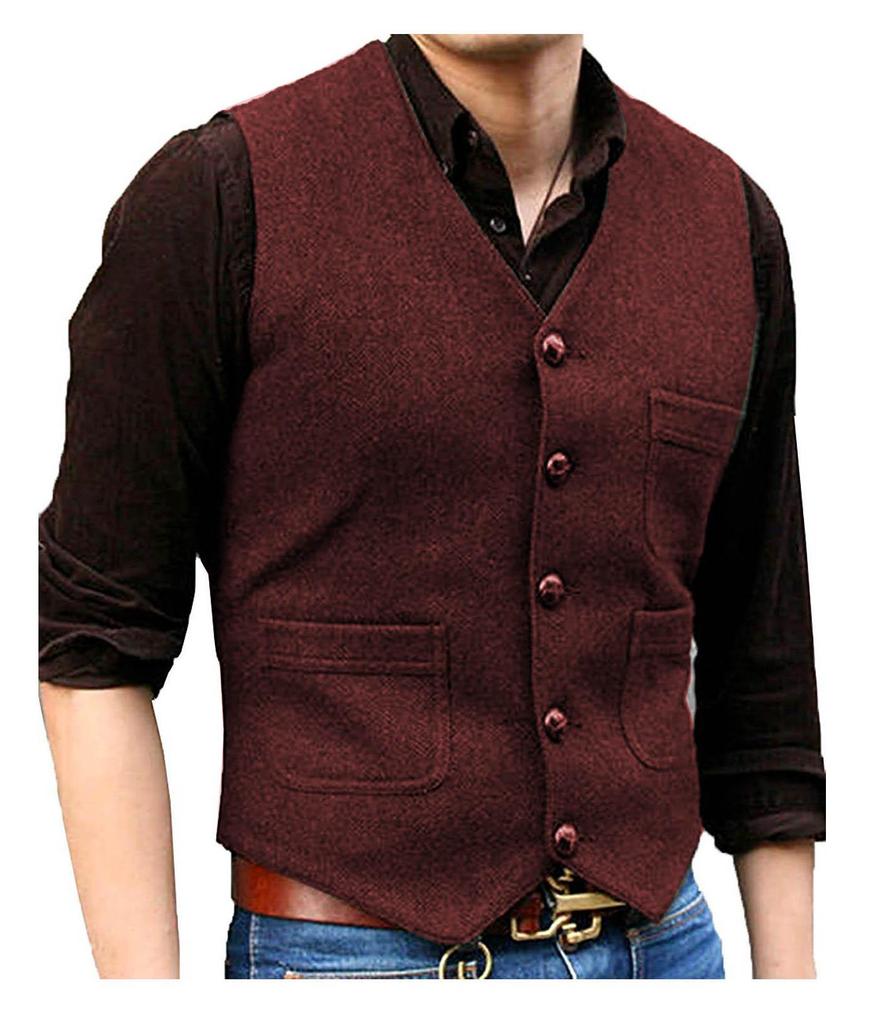 Men's V-Neck Wedding Vest - Perfect for Groom or Best Man