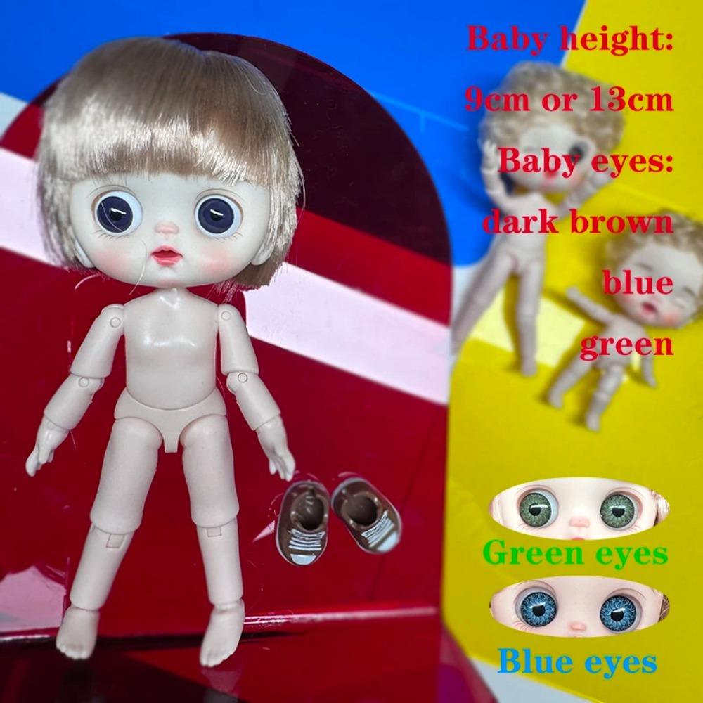 Cute Mini bjd Doll Girl Boy Bald head Ob11 1/12 Naked DIY Toys Handmede Dolls full Body Green Blue eyes Art Doll Accessories Art