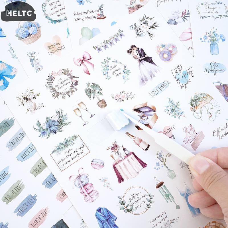 New 6sheet Wedding Bliss Stickers Romantic Wedding Theme Self-Adhesive Journal Sticker For Wedding Plan Scrapbooking DIY Decor