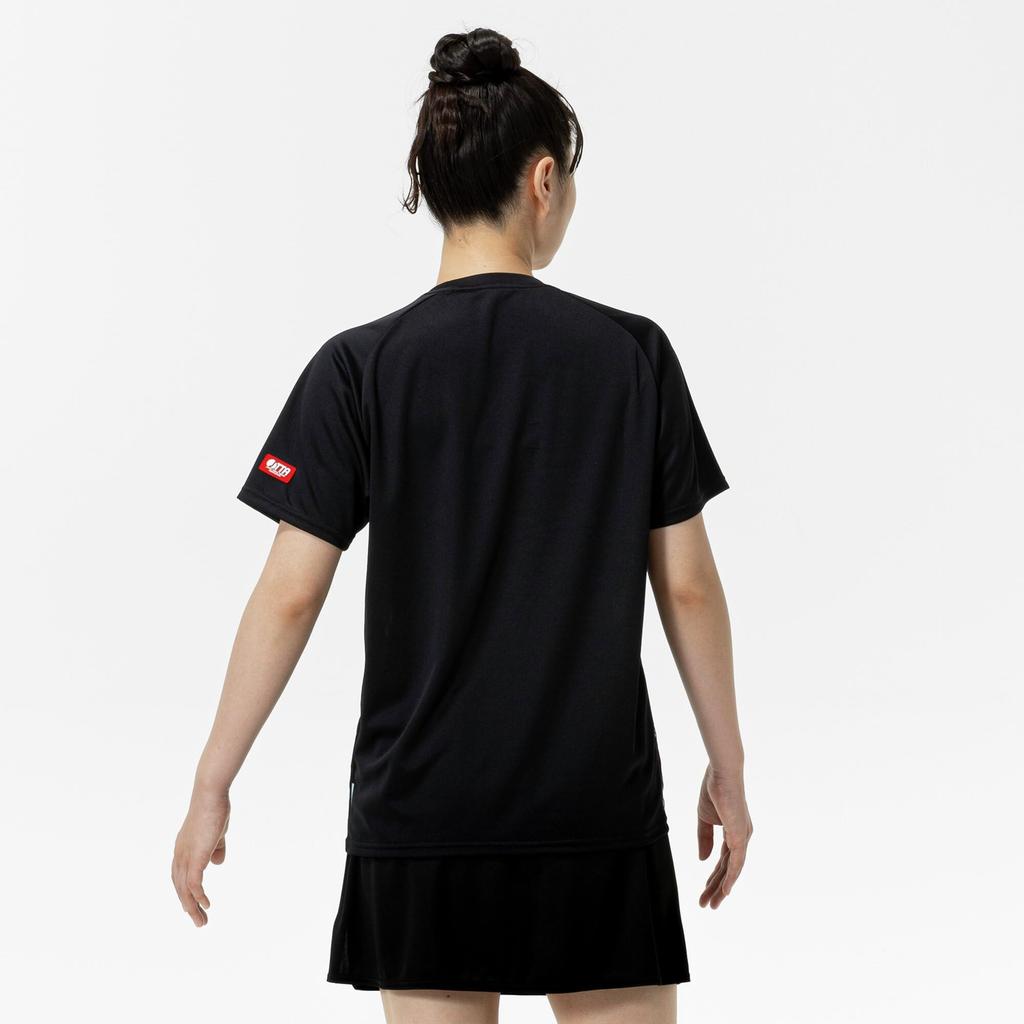 Mizuno Table Tennis Game Short JTTA Black Shirt, Sleeve, Certified, Moisture-Wicking, Quick-Drying, Unisex, 82JAC104,