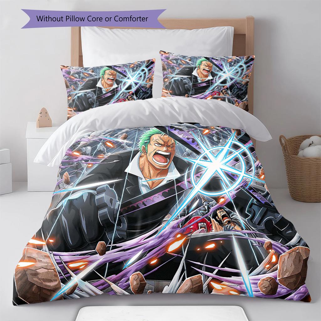 Conjunto de Colcha com Padrão de Desenho Animado Capa de Colcha Fronha Decoração de Casa Presente de Aniversário (1 capa de edredom + 2 fronhas, sem enchimento.)