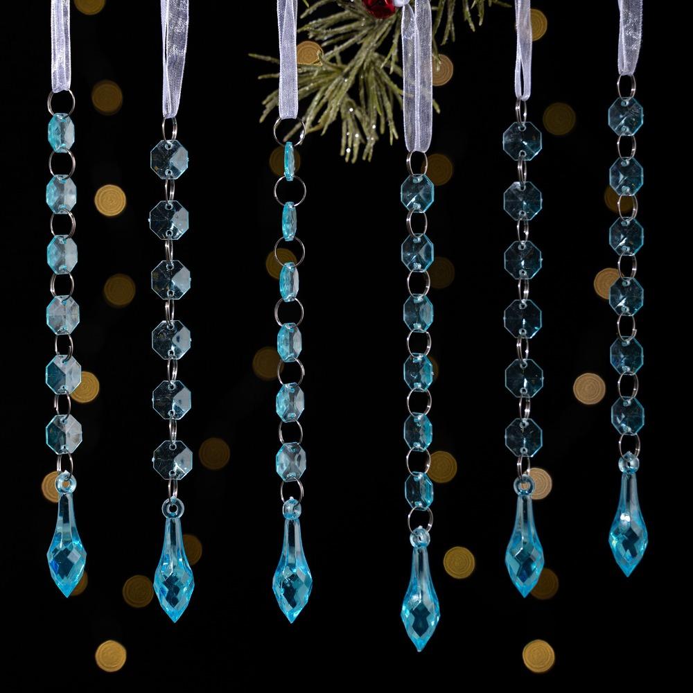 

6 шт./набор Прозрачное украшение-снежинка Блестящее подвесное украшение на рождественскую елку Праздничные сувениры Blue B style