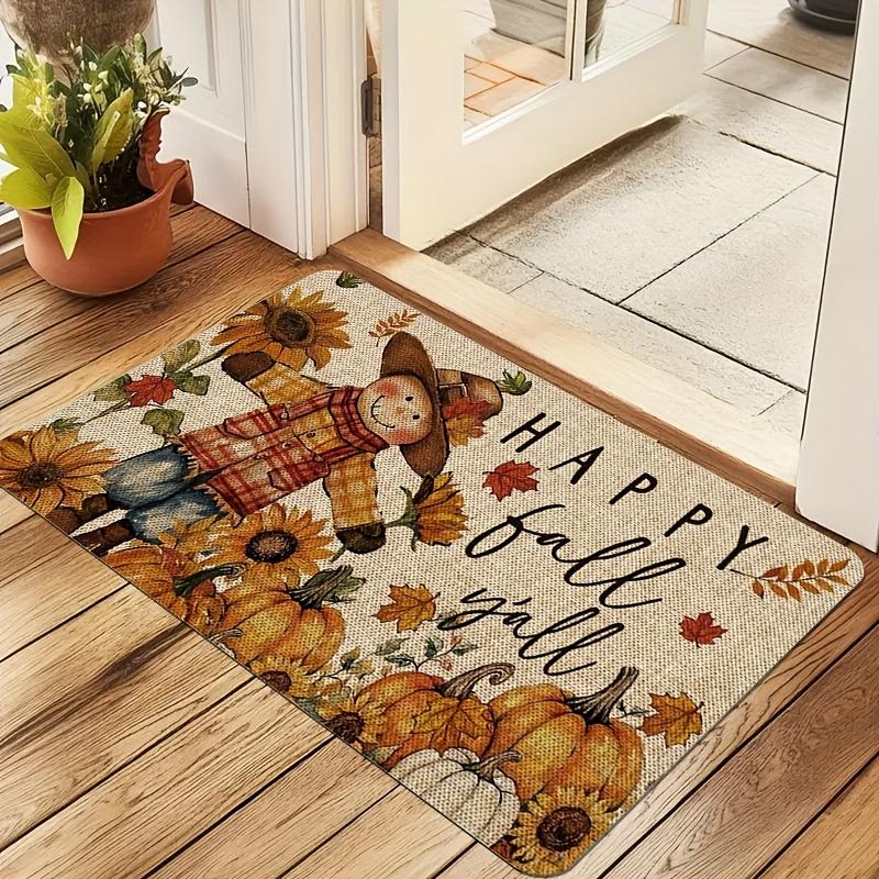 1 Stück Kürbisse Sonnenblumenmuster Fußmatte Modern Küche Polyester Teppich, Rutschfest Bunt Innen Teppich, Für Zuhause Badezimmer Schlafzimmer Wohnzimmer Deko