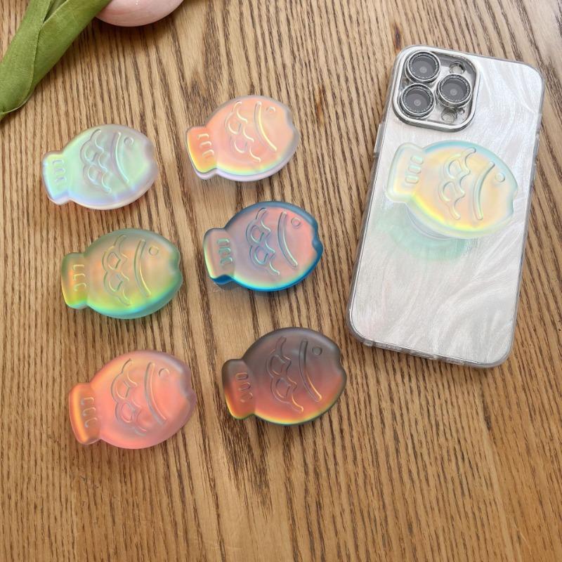 Korean 3D Cute Laser Crystal Color Fish Phone Grip Tok Griptok Phone Holder for IPhone 15 14 13 Phone Pro Max Stand Holder