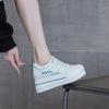 Spring and Autumn New Fashionable Versatile Casual Lace-up Printing Heightened Thick-soled Low-top Little White Shoes Women's Single Shoes