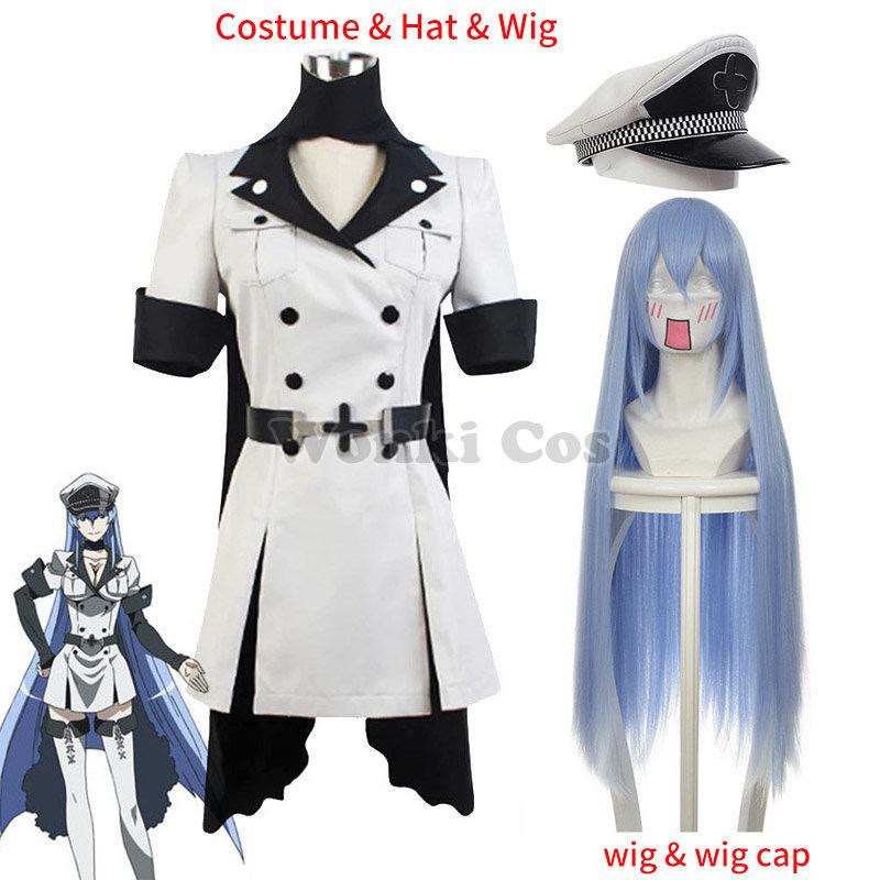 Akame Ga Kill Cosplay Esdeath Esdese Cosplay Costume Uniform With Hat Long Wig For Women Party Costumes