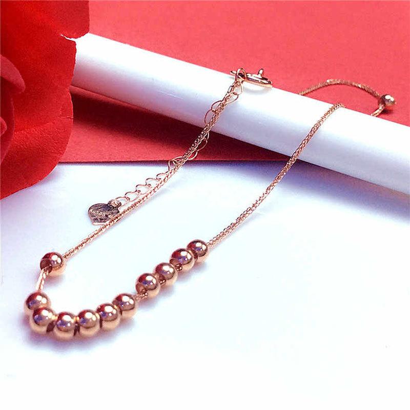 Color Gold Purple Gold Glossy Bead Bracelet Femininity Pure Rose Gold Plated Jewelry