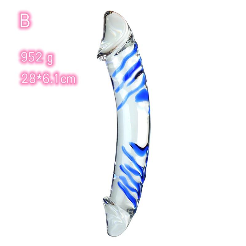 VaHppy Jumbo Glass Anal Plug Dildos Masturbators for Women for Gay Dual Head Available Friction Pellets