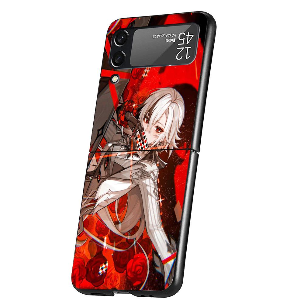 Arlecchino Genshin Impact Cover Phone Case For Samsung Galaxy Z Flip 7 6 5 4 3 5G Flip7 Flip6 Flip5 Flip4 Flip3 Black Fundas She