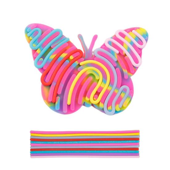 

Сенсорная доска для занятий Снятие стресса Силиконовая полоска Игрушка-непоседа Портативная для путешествий Дети Взрослые Бабочка Динозавр Звезда Butterfly разноцветный