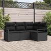 4 Piece Sofa Set Black Poly Rattan