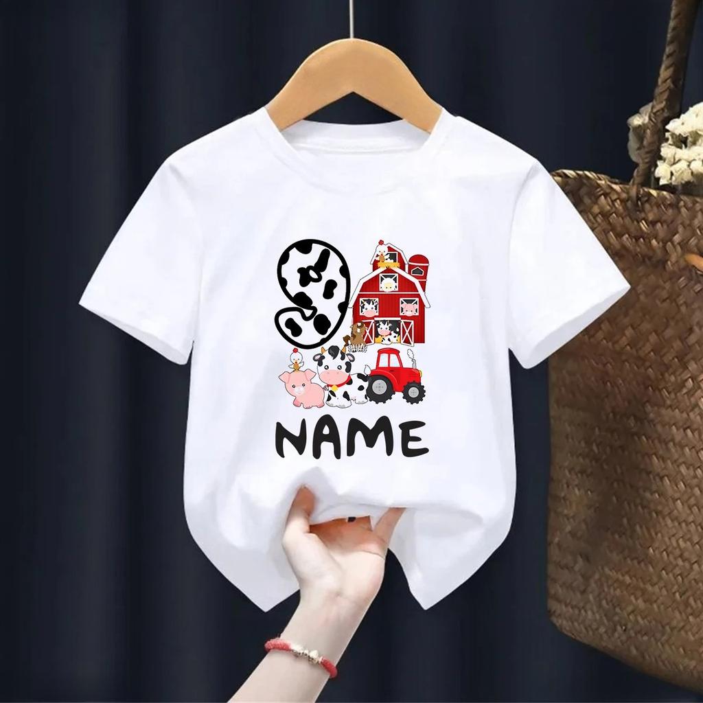 New Farm Digital Fun Printed Summer Cute BoysGirls Short Sleeve Round Neck Tshirt Top