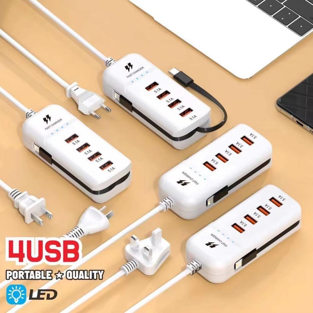

5.1A USB зарядний пристрій USB/Type C зарядний подовжувач для мобільного телефону побутовий US 2U2C