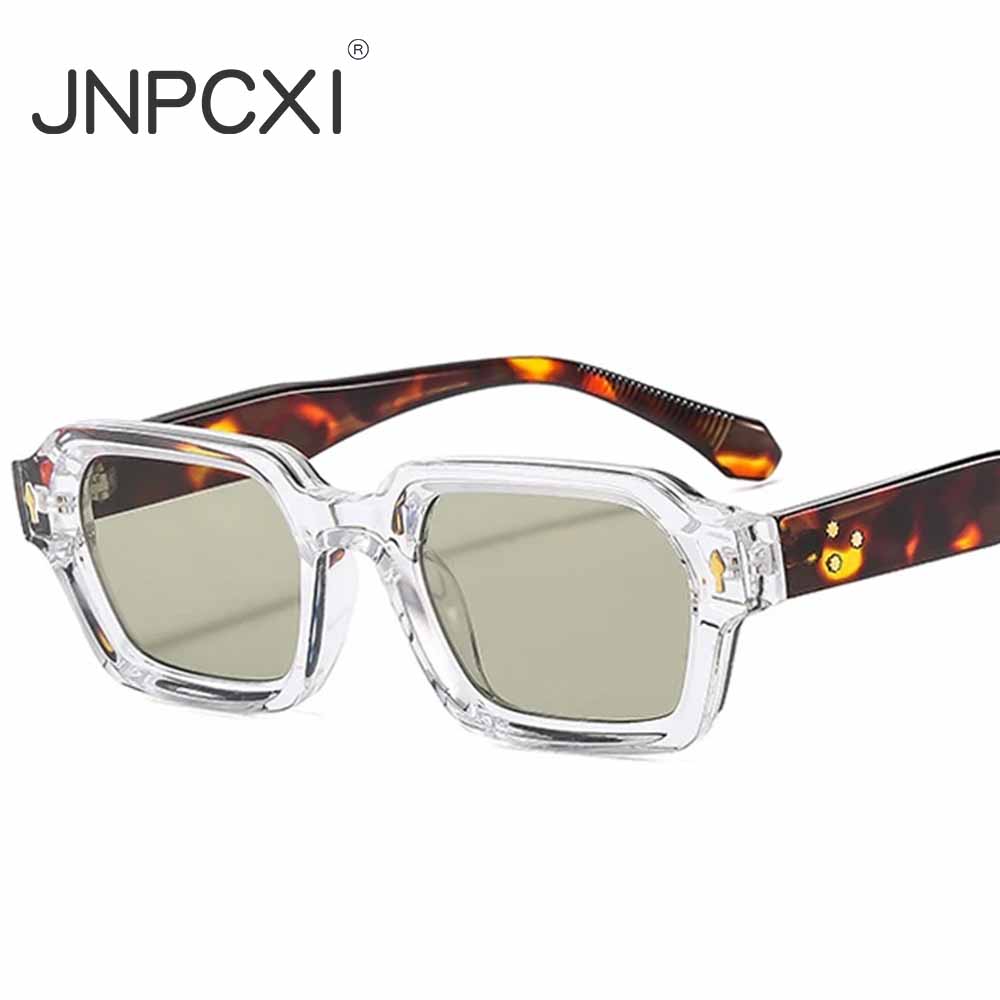 Fashion Square Men Sunglasses Tea Gradient Shades Women Retro Rivets Double Color Sun Glasses UV400