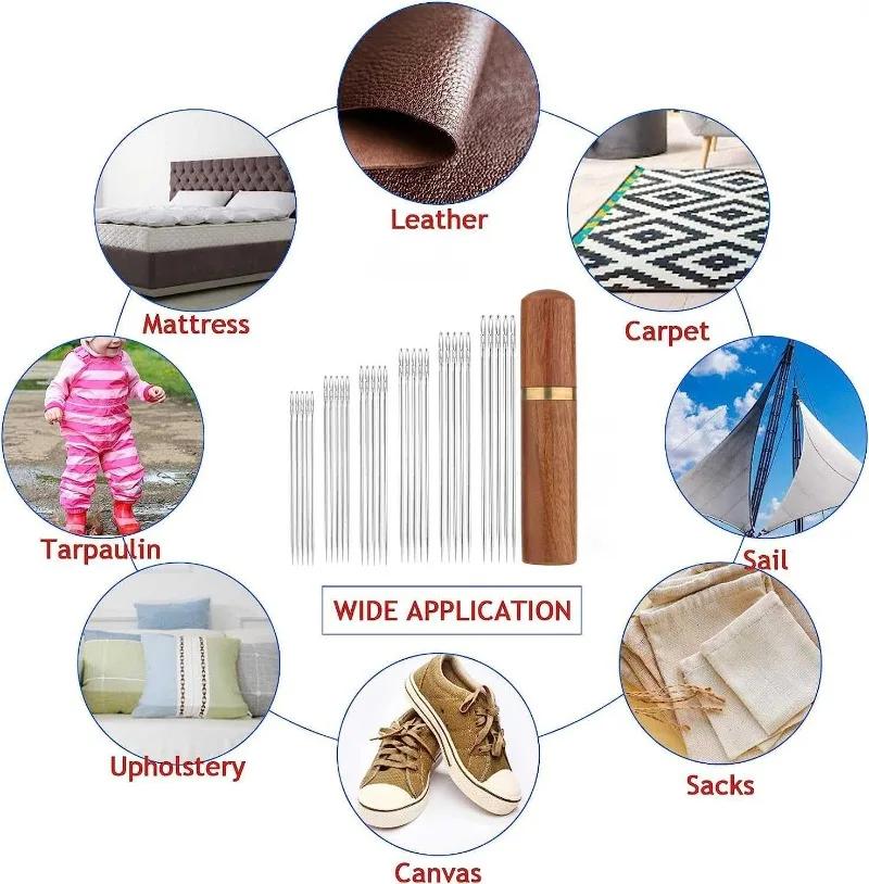 30/12Pcs Side Hole Blind Sewing Needles Stainless Steel Elderly Self Threading Needles Household DIY Beading Threading Needle