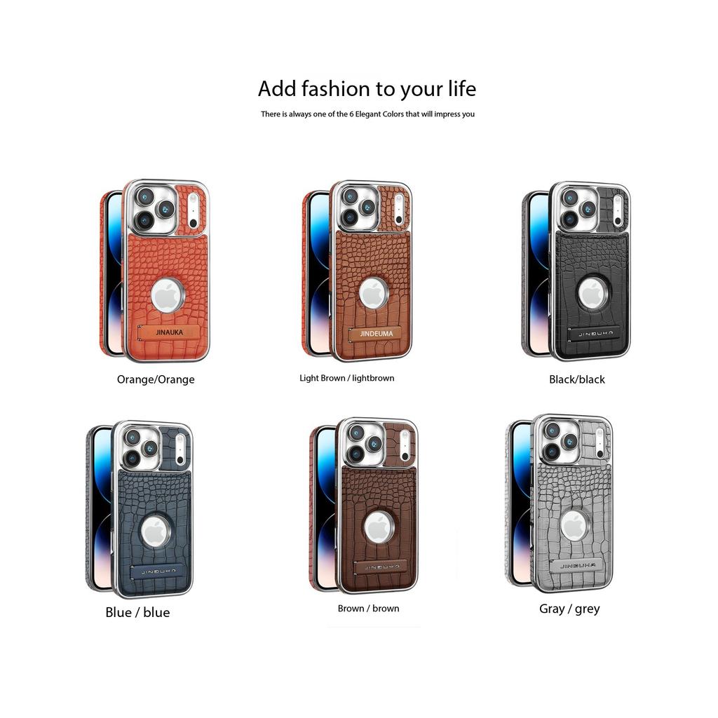Luxury Crocodile-Patterned Leather Magsafe Case For iPhone 17 16 15 14 13 12 11 Pro Max 17Air With Folding Stand Flannel Lining