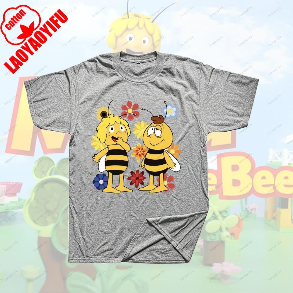 Maya The Bee Movie Cartoon Character T-shirts Maya The Bee Movie Kawaii Cartoons T Shirt Summer Breathable Camisetas