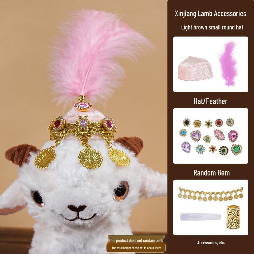 Xinjiang Lamb Hat: Rhinestone-Inlaid Triangle Cartoon Ethnic-Style Accessory for Tourism Wear