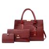 Fashion Women's  Outdoor Solid Color Three-Piece Leather Handbag Clutch Wallet