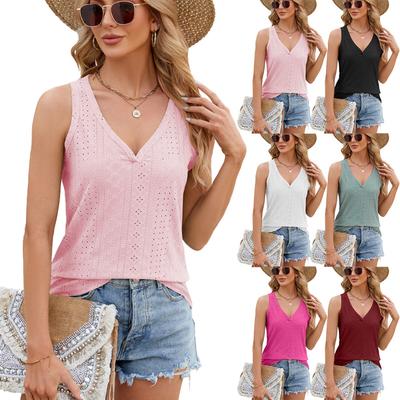 New Women's Solid Color V-neck Loose Sleeveless Tank Top Casual Basic Inner Vest Top