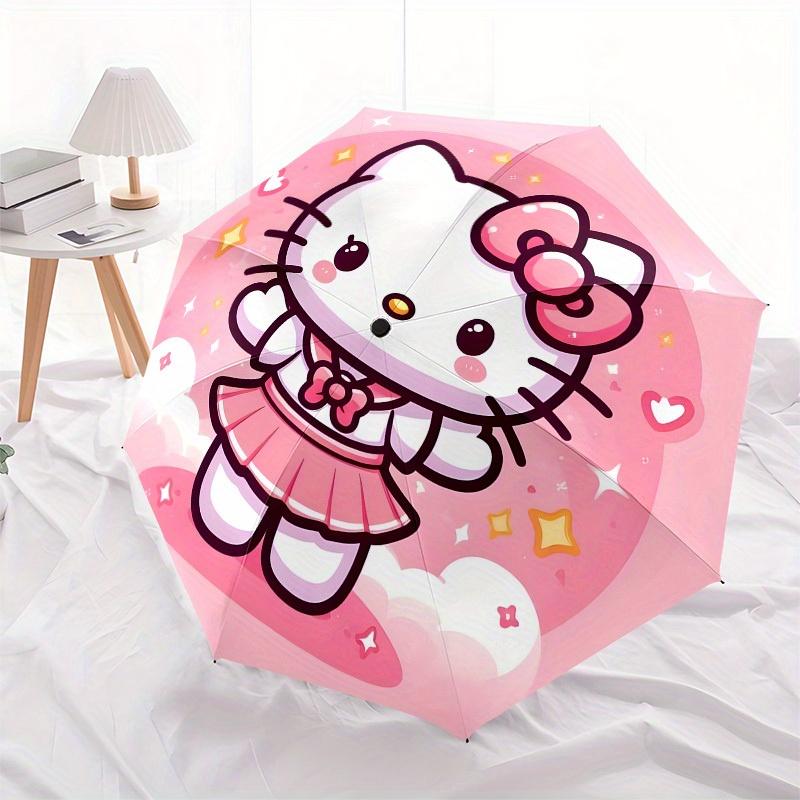 1pc Hello Kitty Pink Background Umbrella with Plastic Handle,Suitable for All Seasons Home Travel Outdoor UmbrellaSanlio049