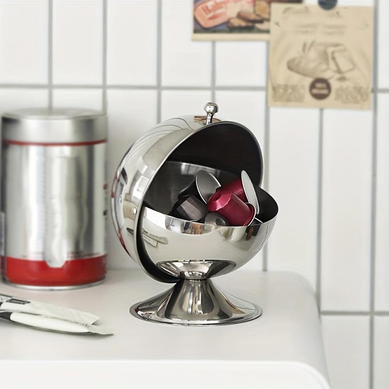 1PC Stainless Steel Spherical Sugar Bowl Stainless Steel Storage Tank 16x13.5cm