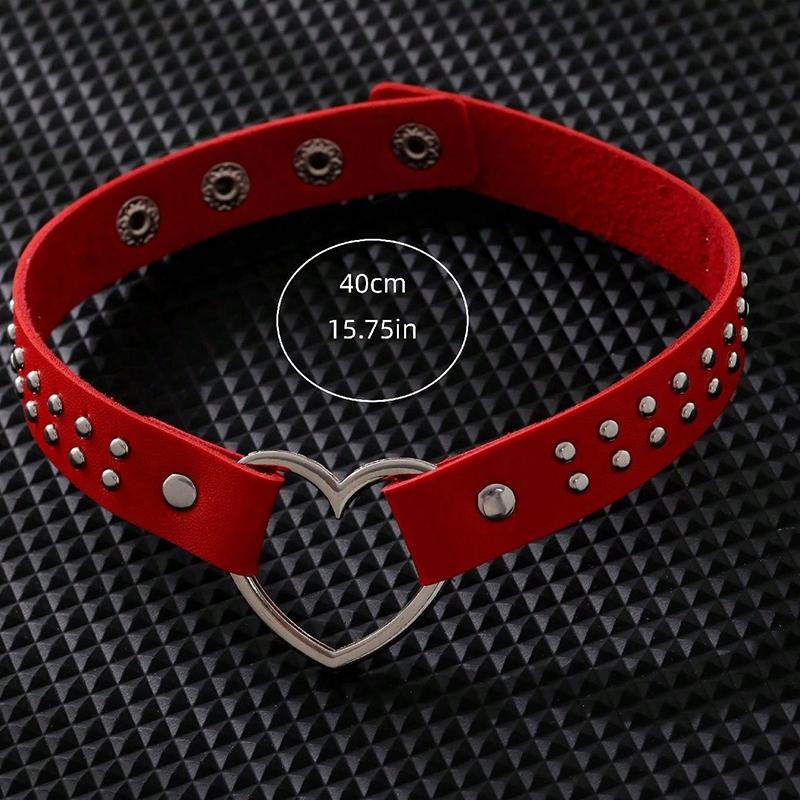

Y2K Punk Gothic Heart Stud Pu Leather Choker Necklace For Women - Sexy No Plating Daily Wear Jewelry