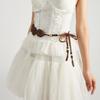 Flower Shape Beads Faux Leather Waist Belt For Dress Accessories Gift Fashion