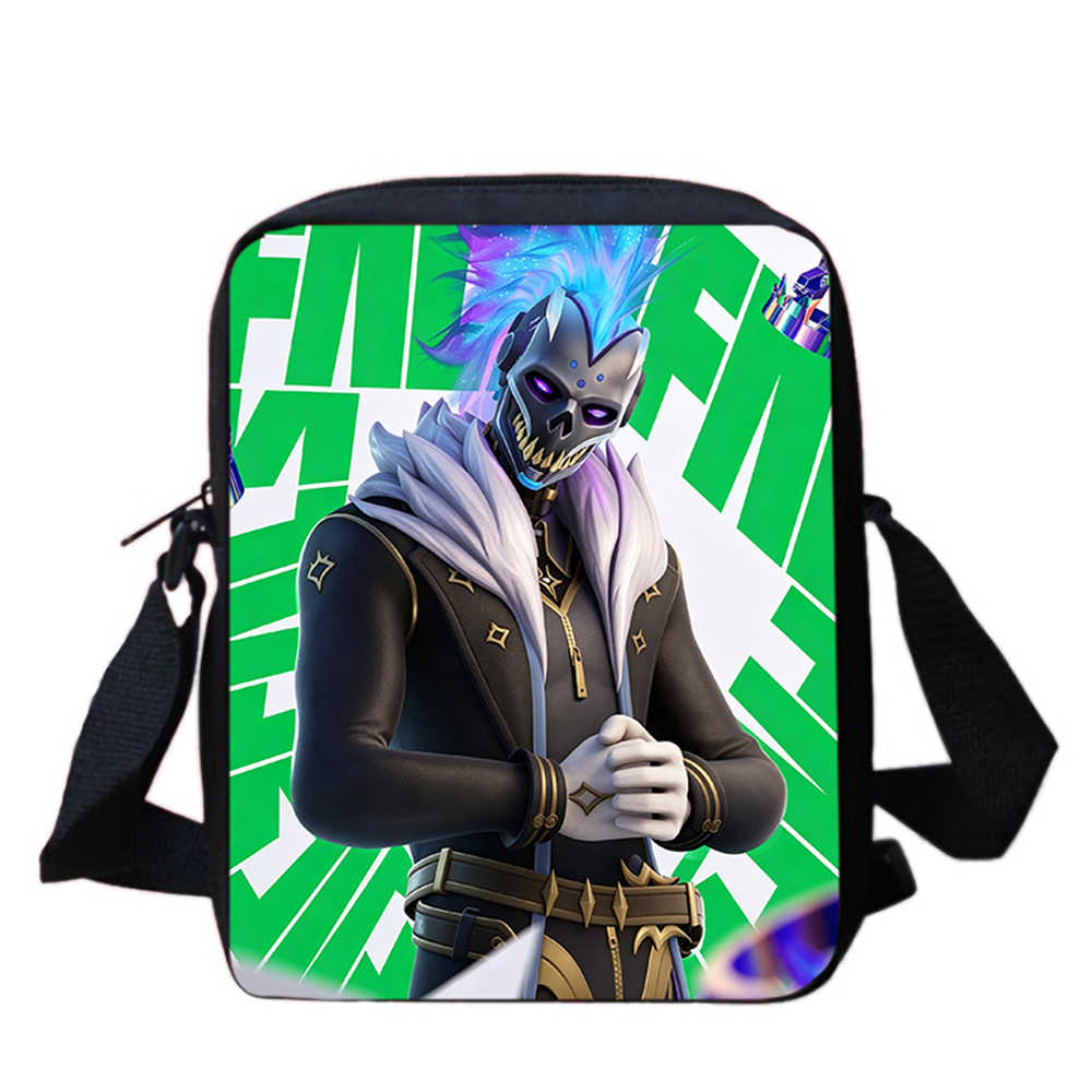 Cute Fortnite Cartoon Shoulder Crossbody Bag, Unisex Kids Aged 6-14 Portable Printed Small Bag for Daily School Travel Use