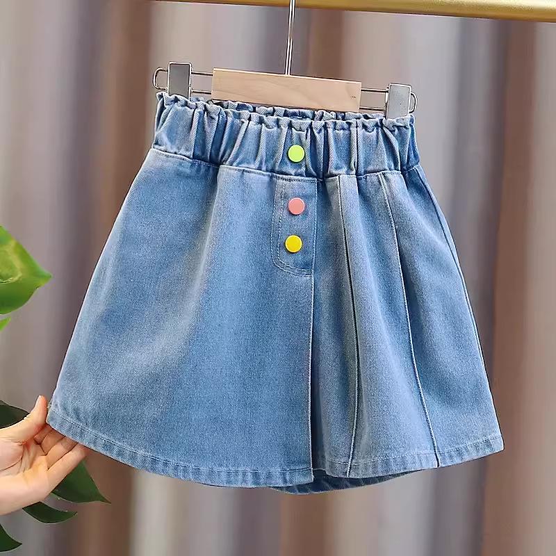 Dívčí džínová dortová sukně v korejském stylu - Jarní/letní módní krátká sukně/kalhoty