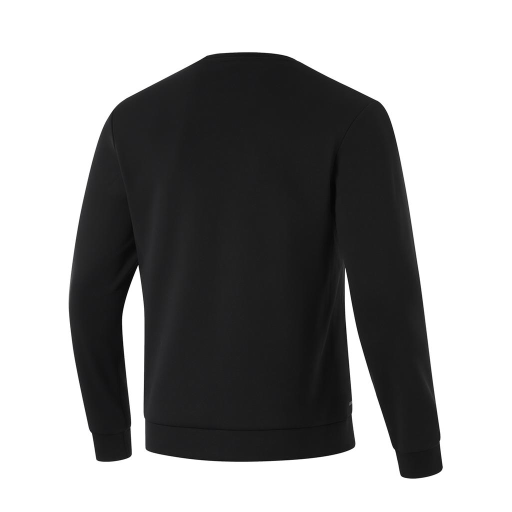 Li Ning Fitness Series Sports Fashion Letter Round Neck Loose Comfortable Warm Fleece Long Sleeve Sweatshirt Men sweatshirt Black AWDU567-1