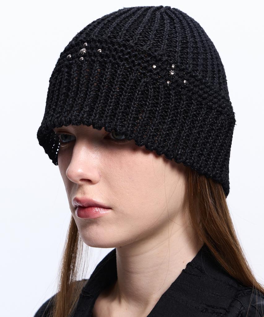Aleseueseussi Mini Cross Rivet Beanie - Black