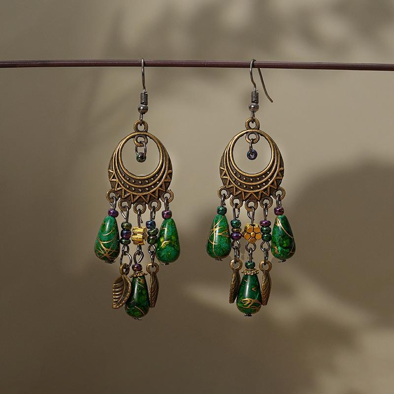 

Vintage fringed earrings niche design long bohemian exotic earrings women