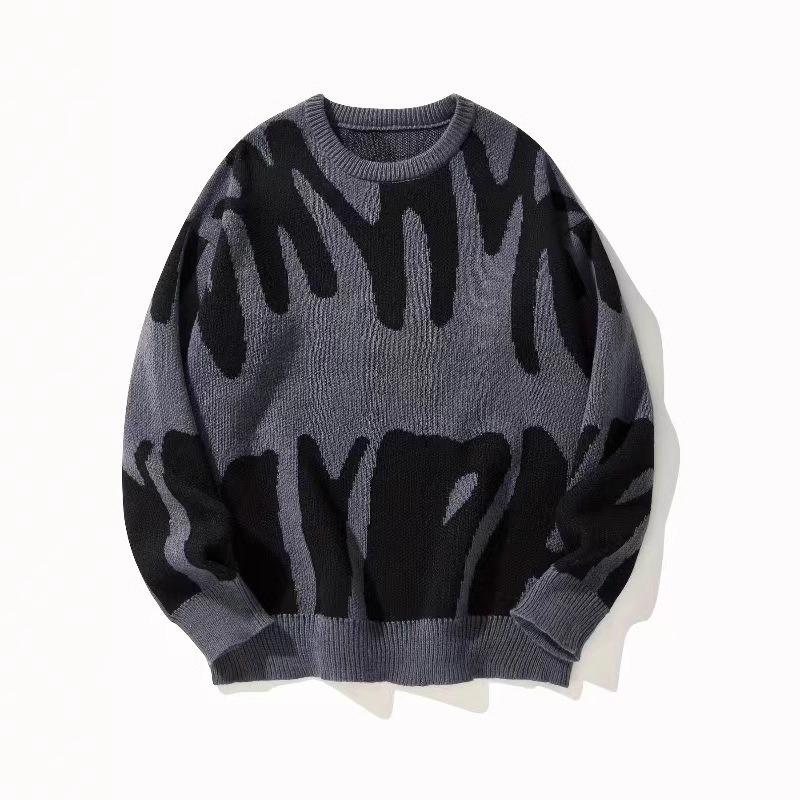 Men's Streetwear Style Contrast Color Block Knitwear Long Sleeve Casual