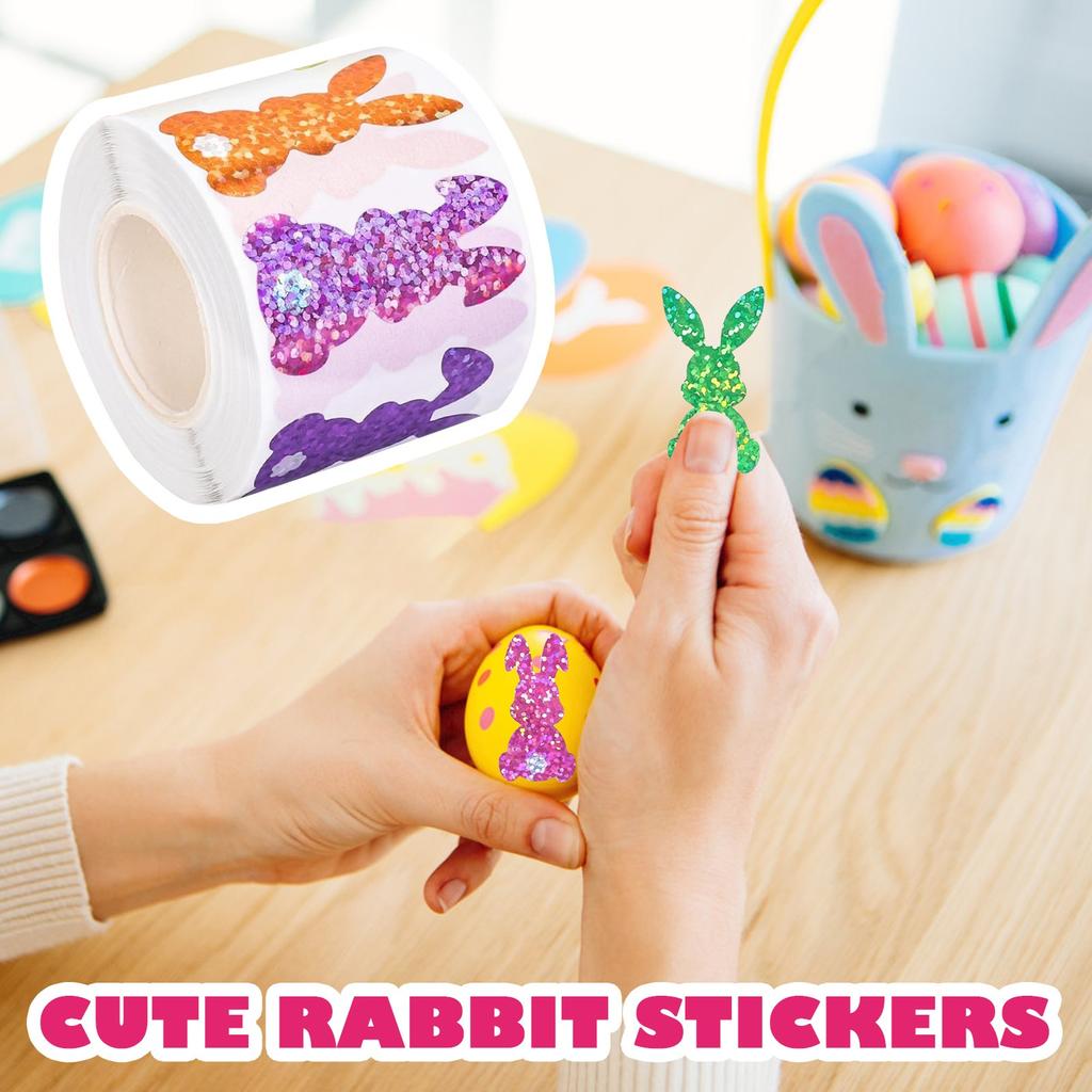 500 Easter Bunny Stickers, Labels Colorful Self-Adhesive Decorative Bunny Patterns For Kids Scrapbook Envelopes Craft Cards