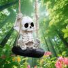 Scary Skeleton a Swing Hanging Statue Garden Decors Tire Swing Skull Sculptures Hanging Ornament for Patios Lawn Yard