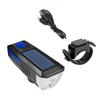 Solarna lampka rowerowa USB Wodoodporna lampka rowerowa i klakson Zestaw 3 trybów do nocnego sprzętu jeździeckiego