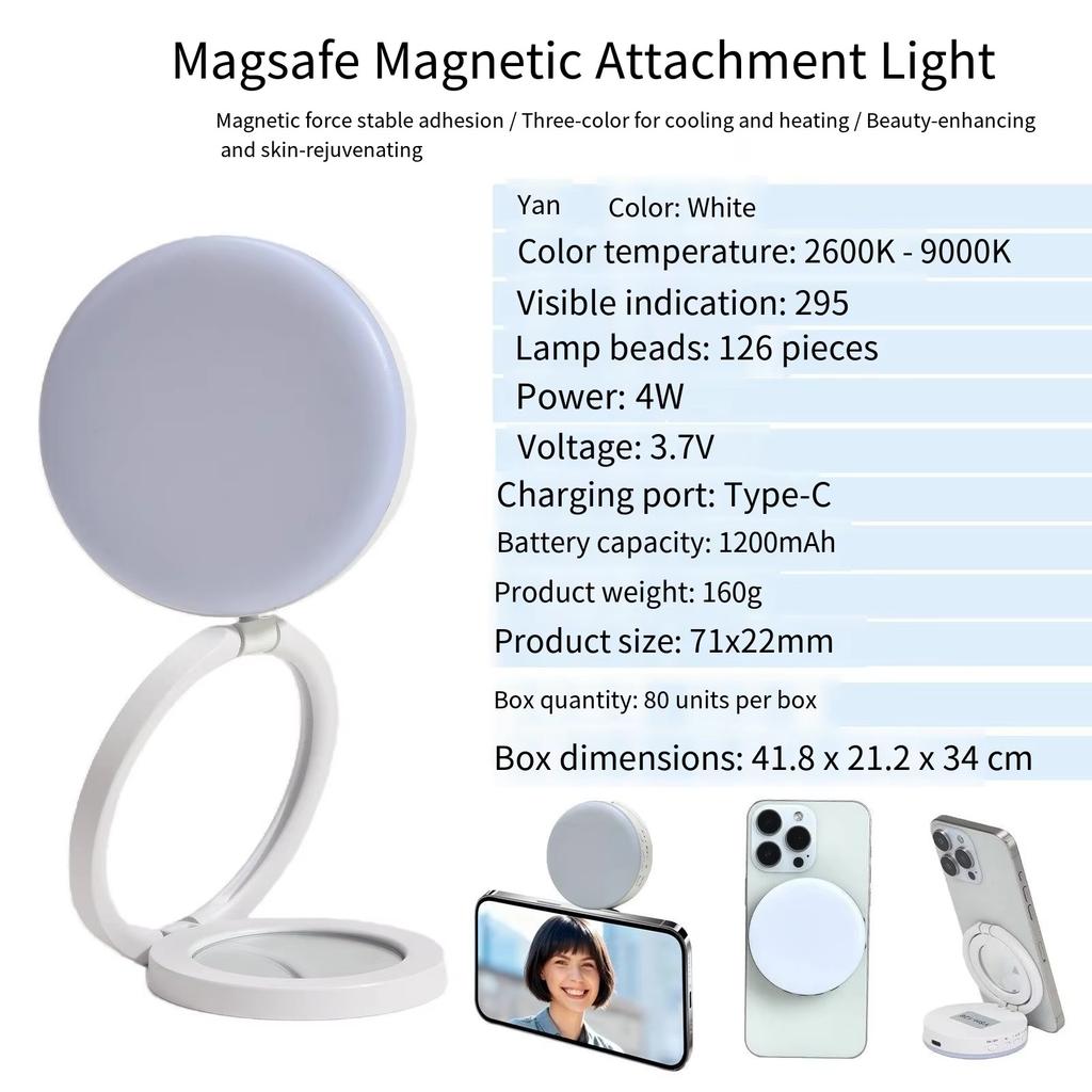 Magnetic Mini Selfie Light Adjustable Brightness Smartphone Photography Flash Led For Iphone Xiaomi Huawei Samsung