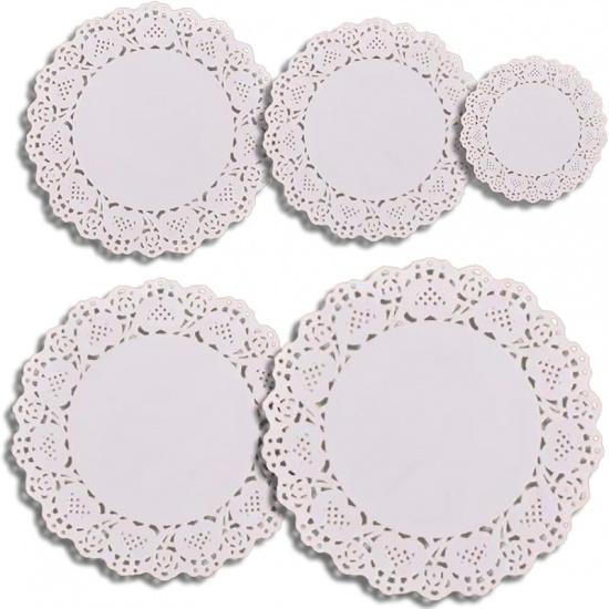 250 Pcs Paper Doilies, Multi-size Doilies Lace Paper, White Lace Round Rectangle Oval Paper Doilies for Tables Plates Cakes Desserts Crafts(Multiple Multi-size(4.5″, 5.5″