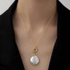 Damen Barock Süßwasserperlen Choker Halskette Mit 14 Karat Echtgold Kreis Anhänger Und Knebelverschluss Geschenk