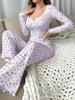 Set de pijama sexy casual cu mânecă lungă european și american - Toamnă/Iarnă îmbrăcăminte de casă pentru femei