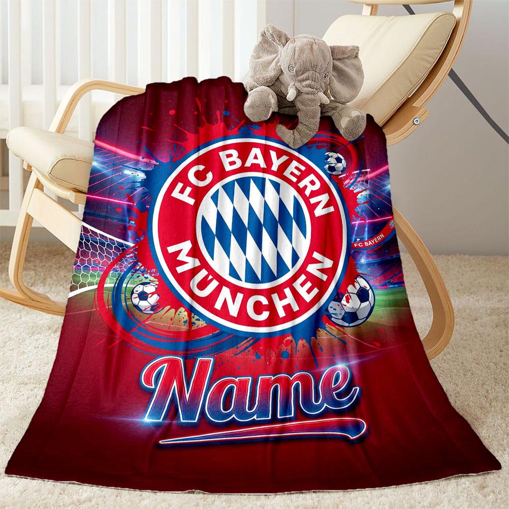Bayern Munich Fan Gear Personalized Text Blanket Lightweight Customizable Blanket Ultra-Soft for Chair Picnics Bed Office Chair Ideal for All Seasons