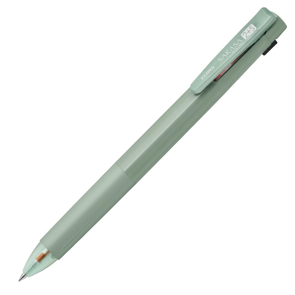 Zebra Sarasa Clip Gel Ink Limited Edition Retro Chic Light Khaki Red Ink Mechanical 2+S 0.5mm Multi-Function Pen, (Black & + Pencil) SJ5-RS-LK