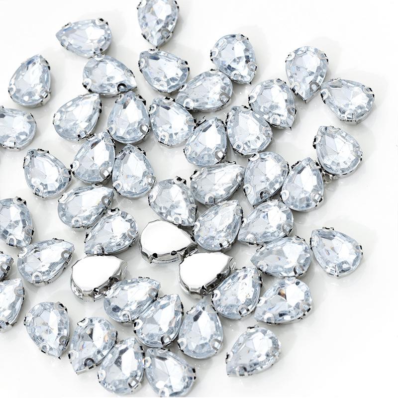 Drop Back Clear Iron-on Rhinestone Acrylic Stones for DIY Clothing