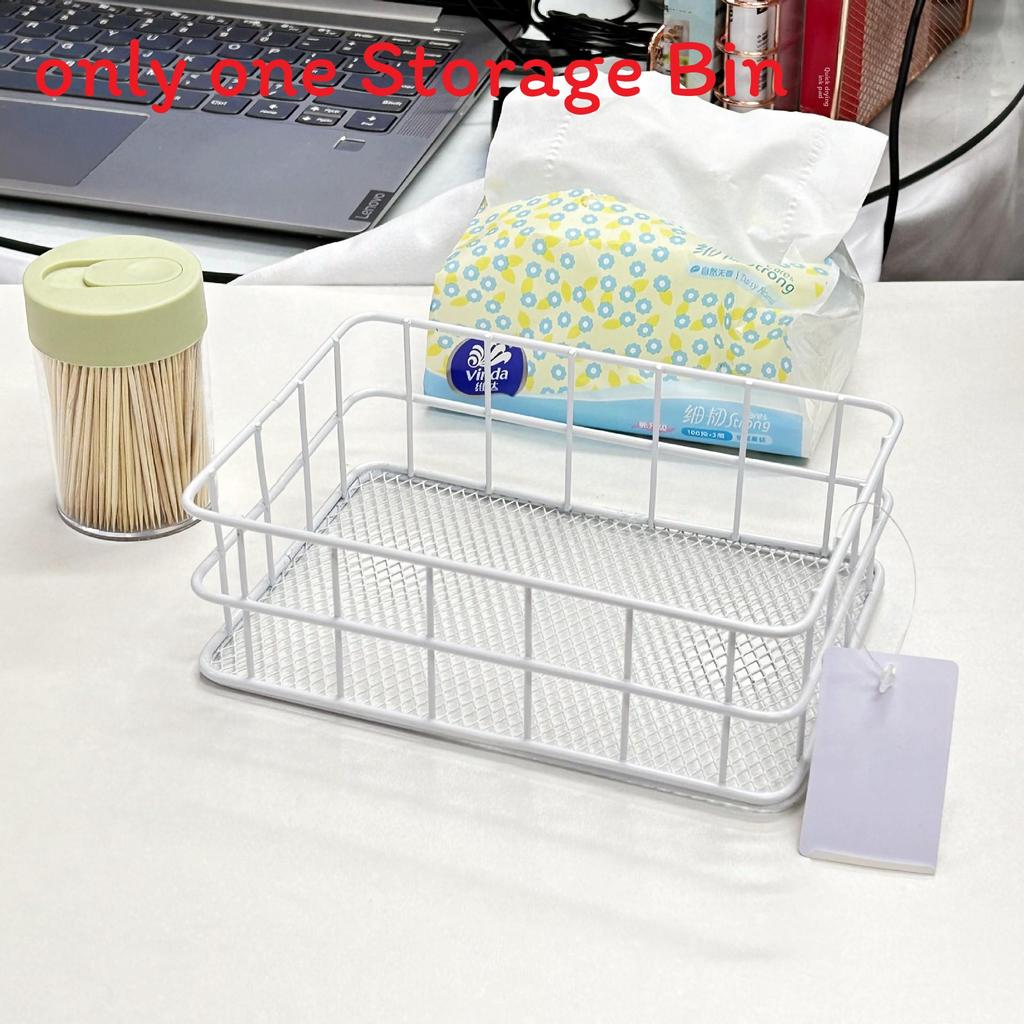 Slim Metal Storage Basket With Steel Mesh Base For Accessories And Small Items