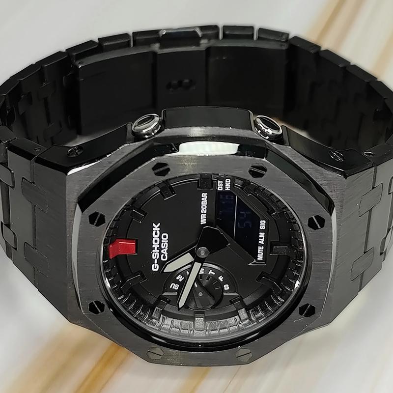 CASIO Men Liquid Crystal,Analog Dual Display Series 44mm Black Watch GA-2100-1A1(Watch3--)