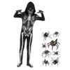 Gruseliges Halloween Horror Kinder Skelett Kostüm Schwarze Kapuzenenseel Kostüm Junge Geisterjäger Kostüm Mardi Gras Party Kostüm