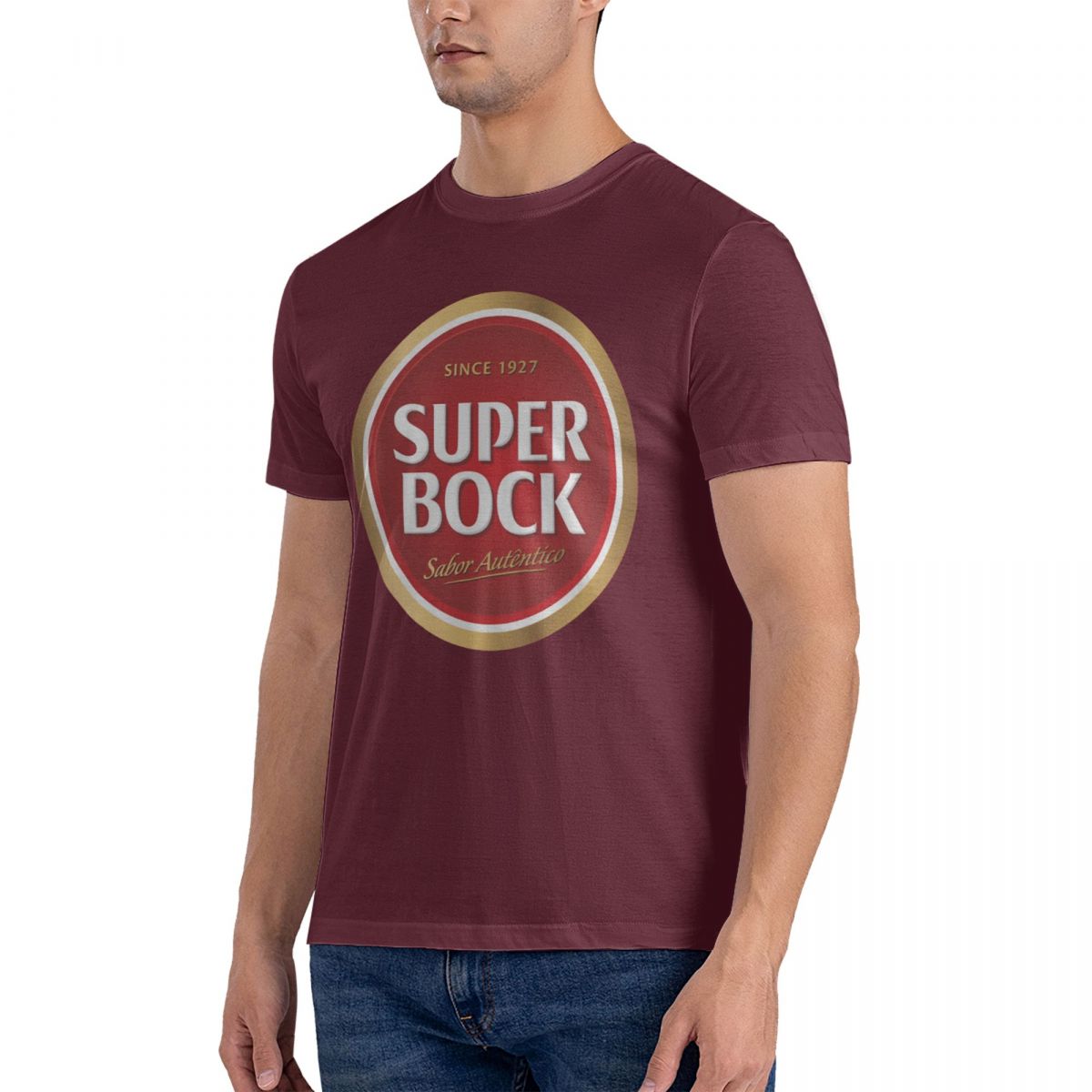 

Men s casual fashion T-shirt round neck cool man s Super Bock beer Portugal Fashion Printed men s T-Shirt Short Sleeve M