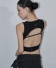 ZIZEMUSEUM Back Open Button Layered Top (Balck)
